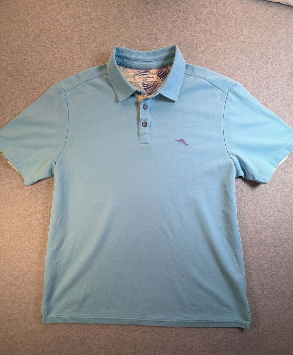 Tommy Bahama IslandZone Polo Shirt Size L Blue Marlin Golf
